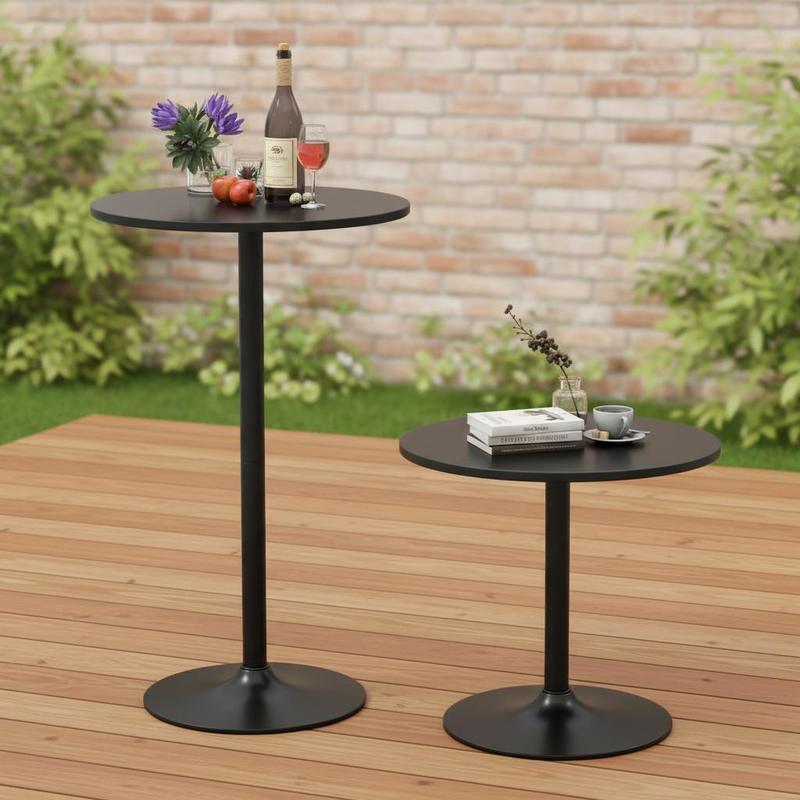 101,5 cm cocktailtafel om te bouwen tot 56 cm salontafel, 2-delige ronde bistrotafel in elegant gepoedercoat zwart voor woonkamer slaapkamer modern minimalistisch duurzaam