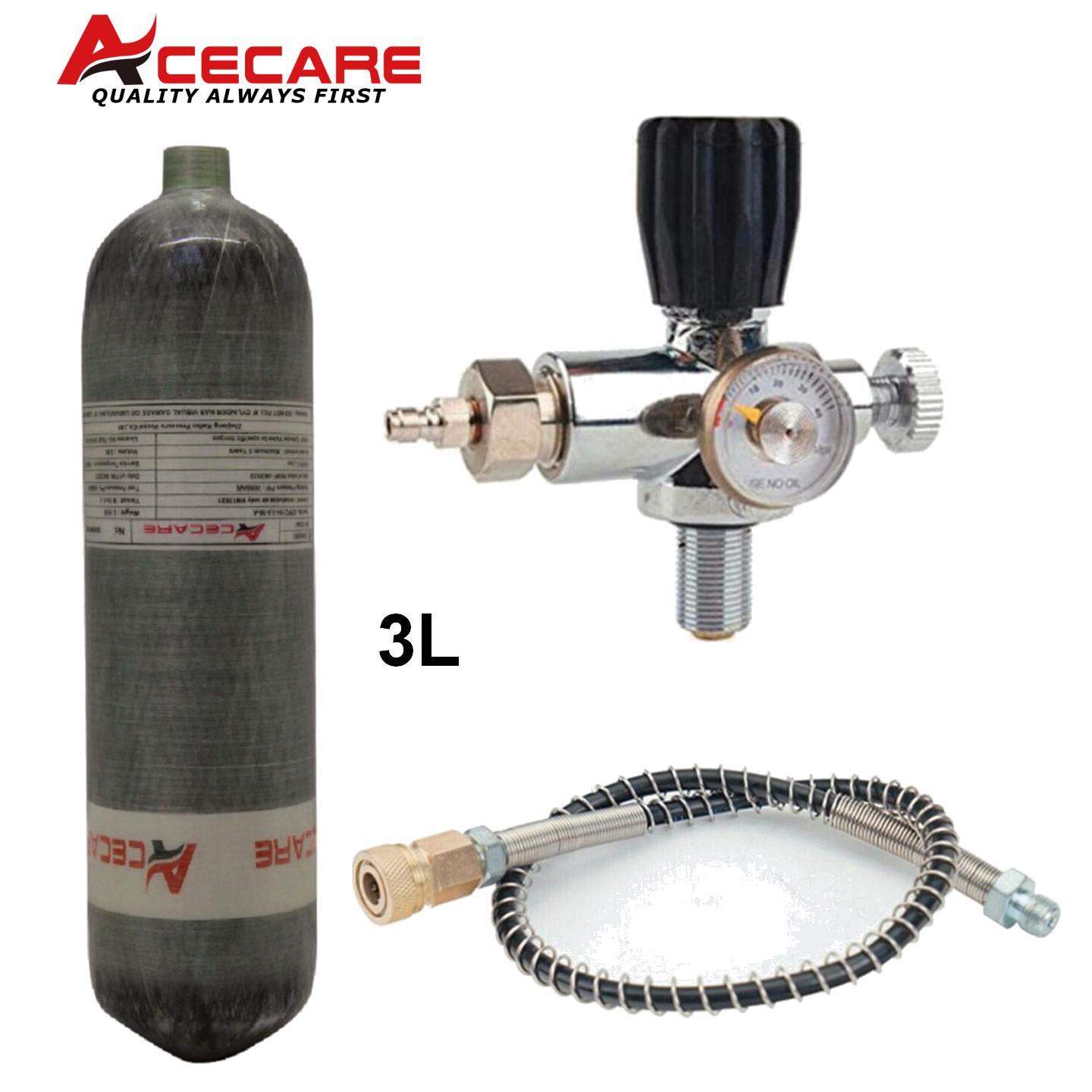 ACECARE-tanque de alta presión para buceo, cilindro de fibra de carbono con estación de carga HPA, 4500PSI, 300bar, 3L, M18 x 1,5