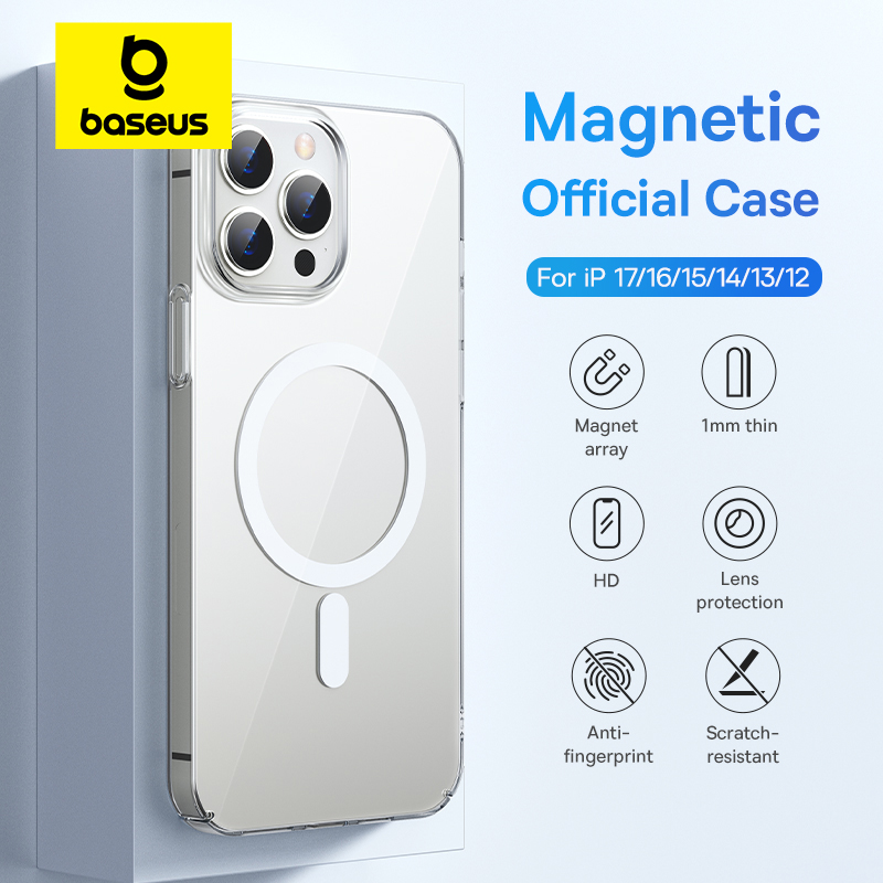 Funda magnética Baseus para iPhone 17 16 15 Pro Max, funda de carga inalámbrica para iPhone 14 13 12 Pro Max Plus Air, funda de teléfono para PC