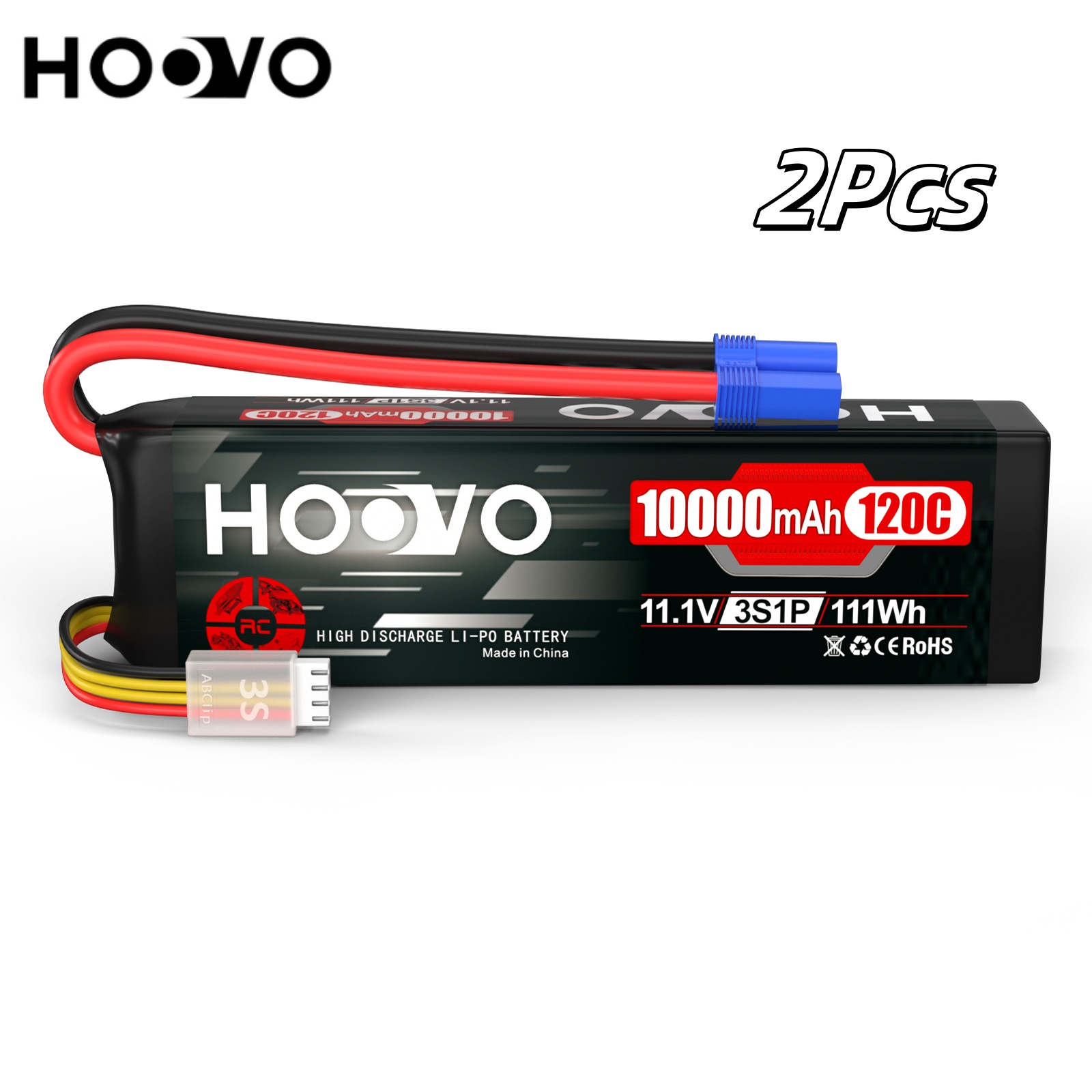HOOVO 3S baterai Lipo 2 buah, baterai 11.1V 10000mAh 120C RC Lipo baterai Softcase EC5 colokan untuk mobil RC drone, DJI, FPV, pesawat RC, Balap