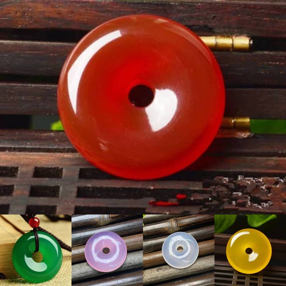 Colgante de Donut de Jade verde Natural para hombre y mujer, amuleto de crisoprasa auténtica, joyería de Calcedonia de hielo, hebilla de seguridad redonda, regalos