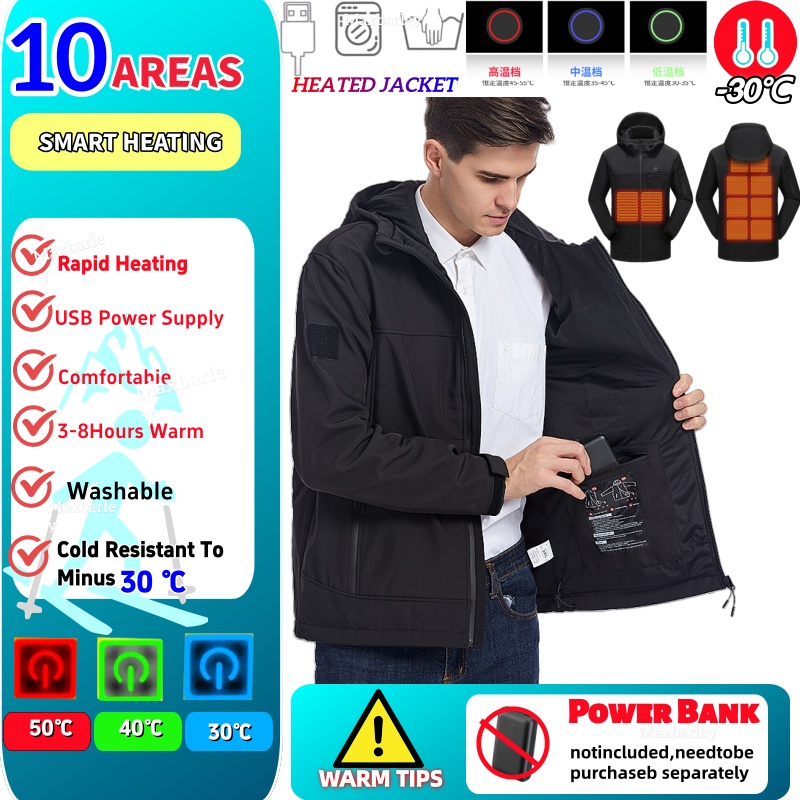 Novo funcional outwear masculino usb aquecimento jaqueta quente inverno elétrico aquecido casaco frio extremo caça esqui blusão à prova dwaterproof água