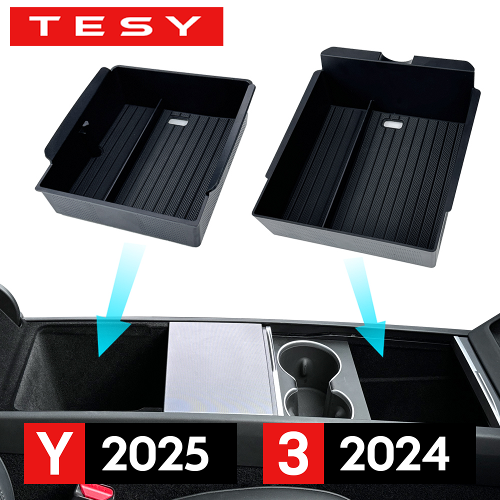 Para tesla novo modelo y 2025 lançamento juniper modelo 3 highland 2024 console central caixa de armazenamento caixa apoio braço superior & inferior almofada silicone