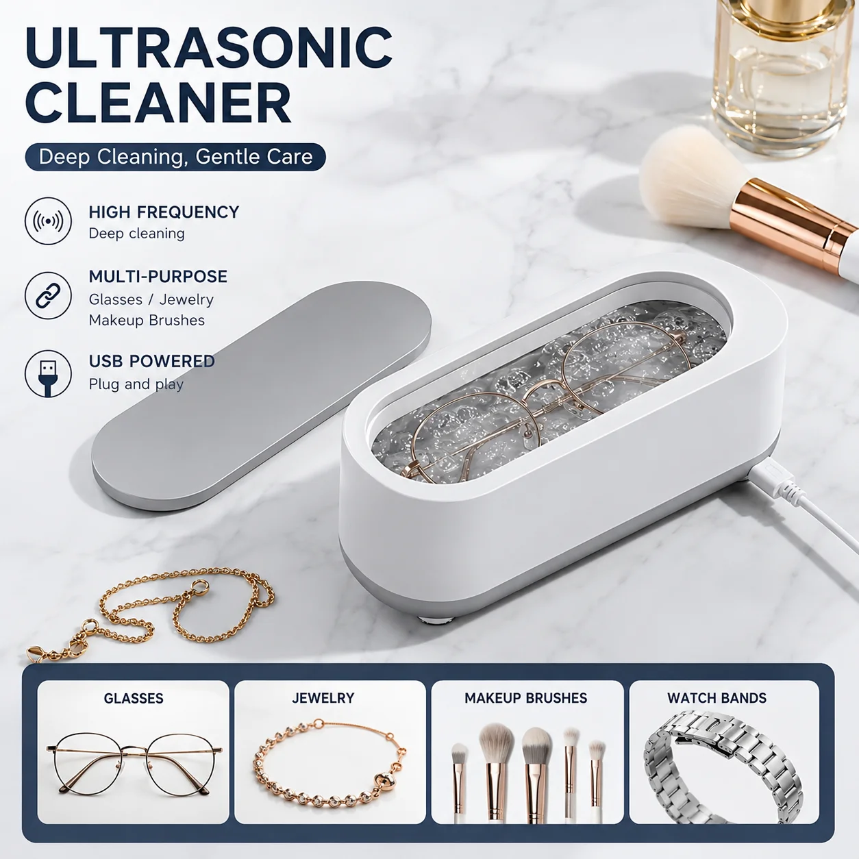 2026 New Ultrasonic Cleaning Machine Vibration Wash Cleaner Jewelry Glasses Cleaner Watch Cleaning Makeup Brush Cleaning Tool