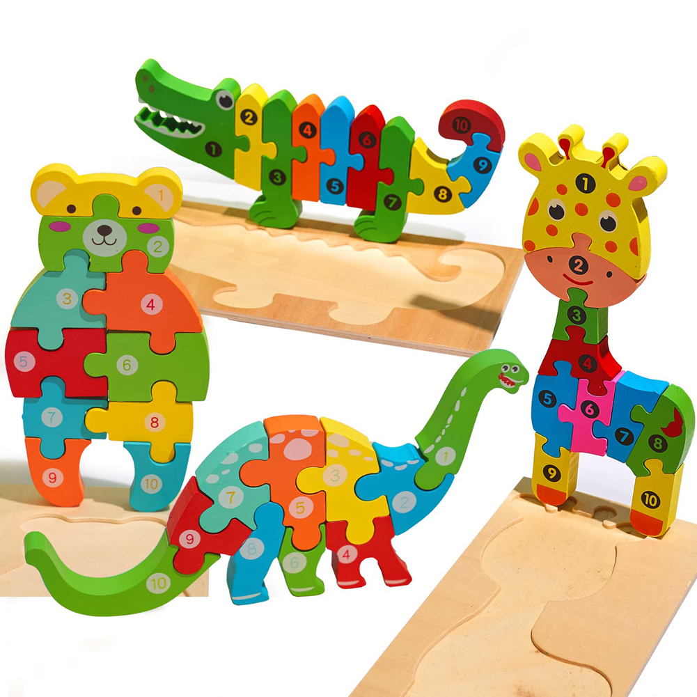Wysokiej jakości drewniane puzzle 3D edukacyjne zwierzęta kreskówkowe wczesna nauka poznanie inteligencja gra logiczna dla zabawek dla dzieci