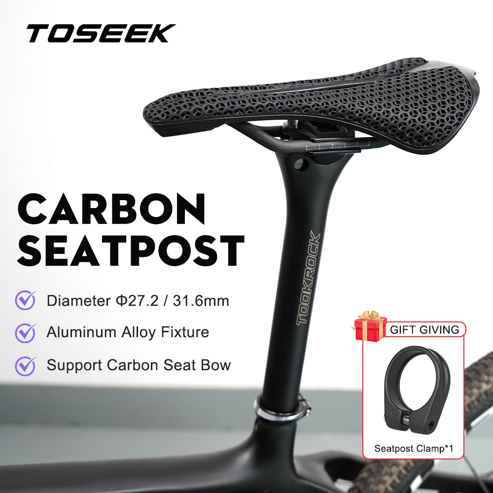 TOSEEK Carbon Seatpost 27.2 31.6mm Length 400mm Matte Black MTB Road Bike Seat Post Seat Tube Bicycle Parts MTB Carbon Canoe