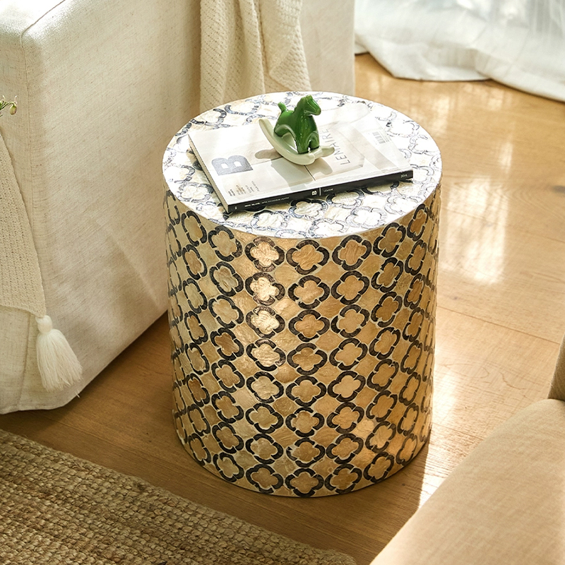 Creative Shell Tea Table,Round Art Coffee Table,Luxury Living Room Side Table,Home Decor,Cylinder Storage Desk,Nordic Furniture
