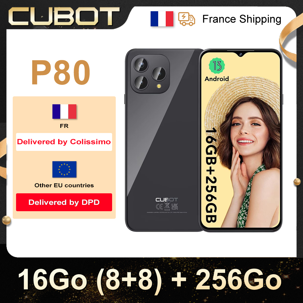 Cubot Global Version Smartphone z systemem Android P80, telefon z systemem Android 13, 8 GB RAM, 256 GB/512 GB ROM, NFC, duży ekran 6,583 cala, kamera 48 MP