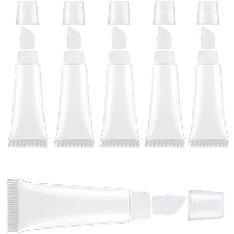 6 uds 5/10ml Mini tubos de bálsamo labial vacíos suaves y transparentes contenedores de brillo de labios de viaje portátiles herramientas de embalaje de maquillaje DIY para mujeres/niñas