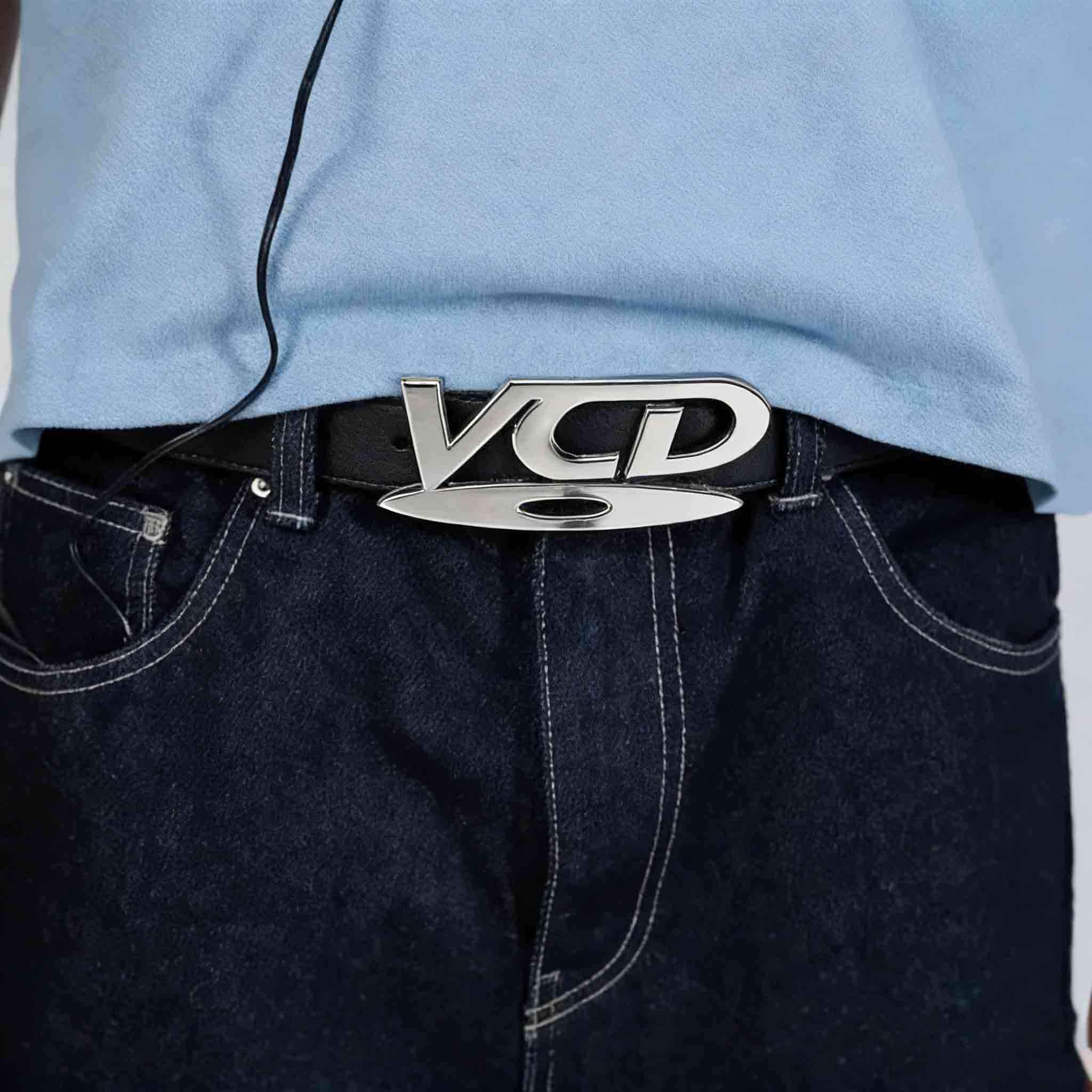 Unisex Nostalgic DVD Buckle Belt - White Black Jeans Decoration Waistband for Men & Women Perfect for Daily Wear & Party Outfits