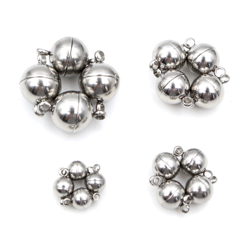 5 Sets 6 8 10 12Mm Ronde Rvs Magnetische Connected Sluitingen Bedels End Caps Voor Diy Paar armband Ketting Maken
