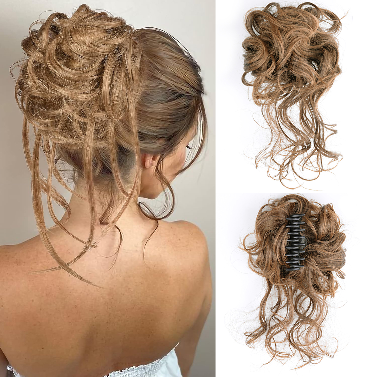 Chorliss synthétique griffe Chignon femmes désordre bouclés moelleux cheveux Chignon pince en queue de cheval Extensions de cheveux naturel faux postiches