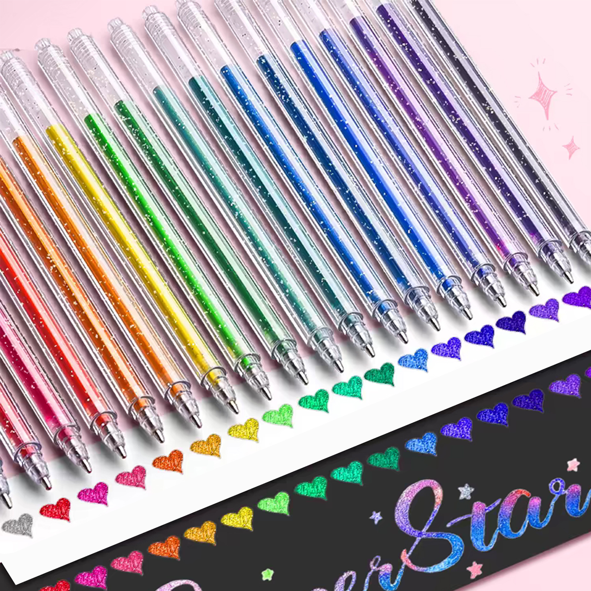 8/12/18 สี Glitter GEL ปากกา 1.0 มม.โลหะ Glitter สีปากกาลูกลื่นกระดาษการ์ดไดอารี่วาดเครื่องหมายสี DIY Art