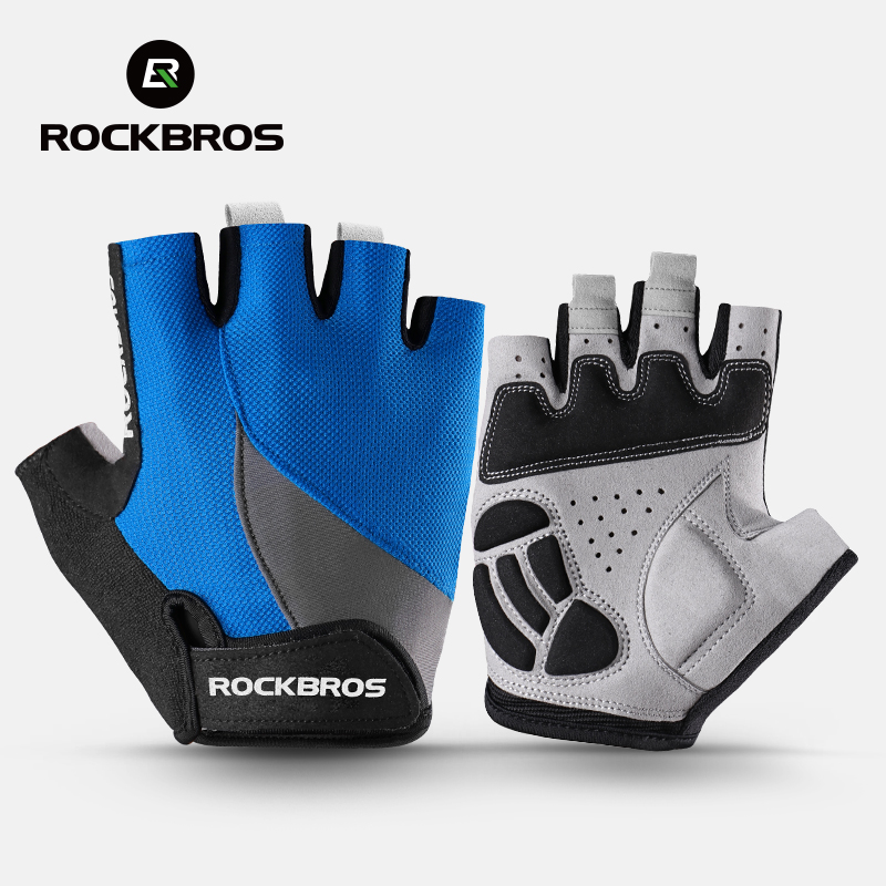 Велосипедные перчатки RockBros, Нескользящие дышащие, для горных велосипедов, гелевые, короткие, на полпальца, спортивные, летние