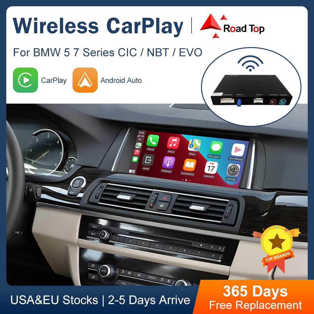 Estrada Top-CarPlay sem fios com funções de ligação espelho, Android Auto, BMW 5, Série 7, F10, F11, F07, GT, F01, F02, F03, F04, 2009-2016