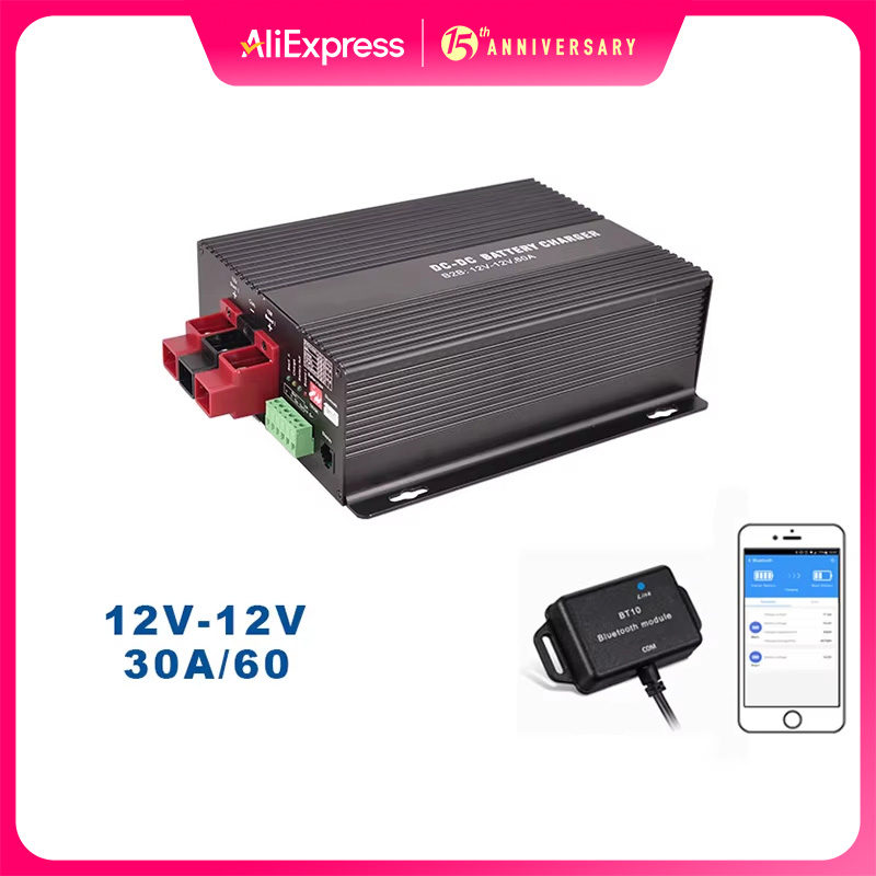 เครื่องชาร์จ DC อัจฉริยะ 12V 60A 30A พร้อม Booster รองรับแบตเตอรี่ลิเธียมแอป Bluetooth ชาร์จอัตโนมัติเต็มรูปแบบ
