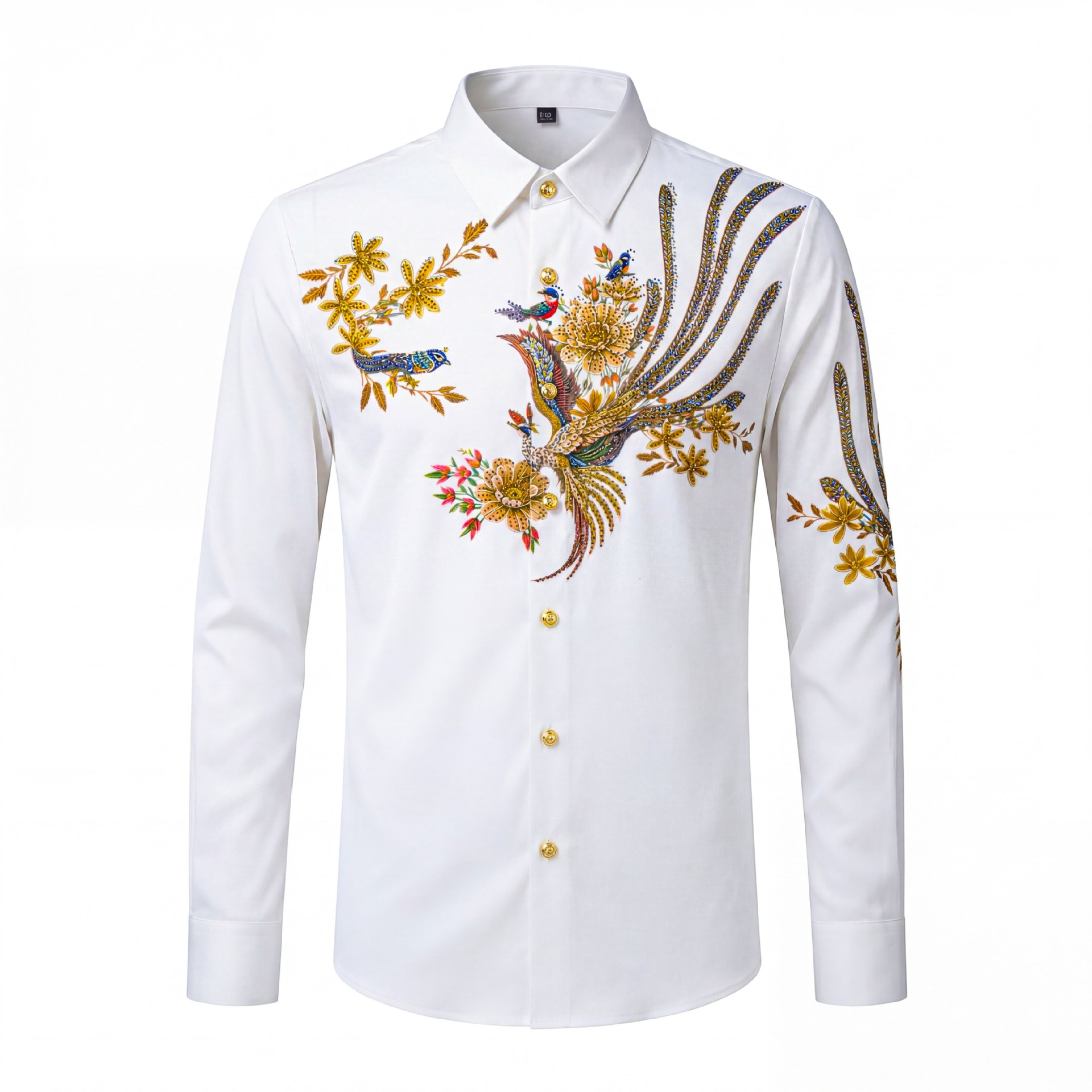 Chinese stijl herenoverhemd met strass steentjes, luxe casual zakelijke formele overhemden, overhemd voor sociale banketten, feesten en podiumoptredens, maat M-5XL