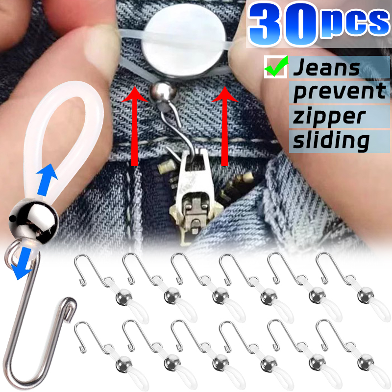 Adjustable Jeans Zipper Buckle High Elasticity Zip Hook Anti Pants Zipper Falling Soft Silicone Clasp Flexible Trousers Fastener
