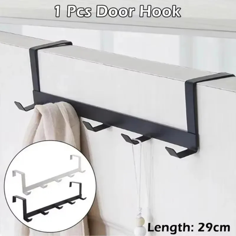 1 pieza de gancho para colgar puerta con cinco ganchos para ahorrar espacio en el hogar, fácil de instalar, estante de almacenamiento duradero para chaquetas de estilo moderno