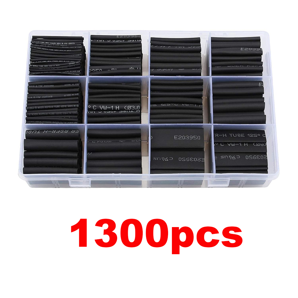 1300 Uds Tubo termorretráctil negro innhom Tubo termorretráctil envoltura retráctil UL relación aprobada 2:1 Kit de cables eléctricos