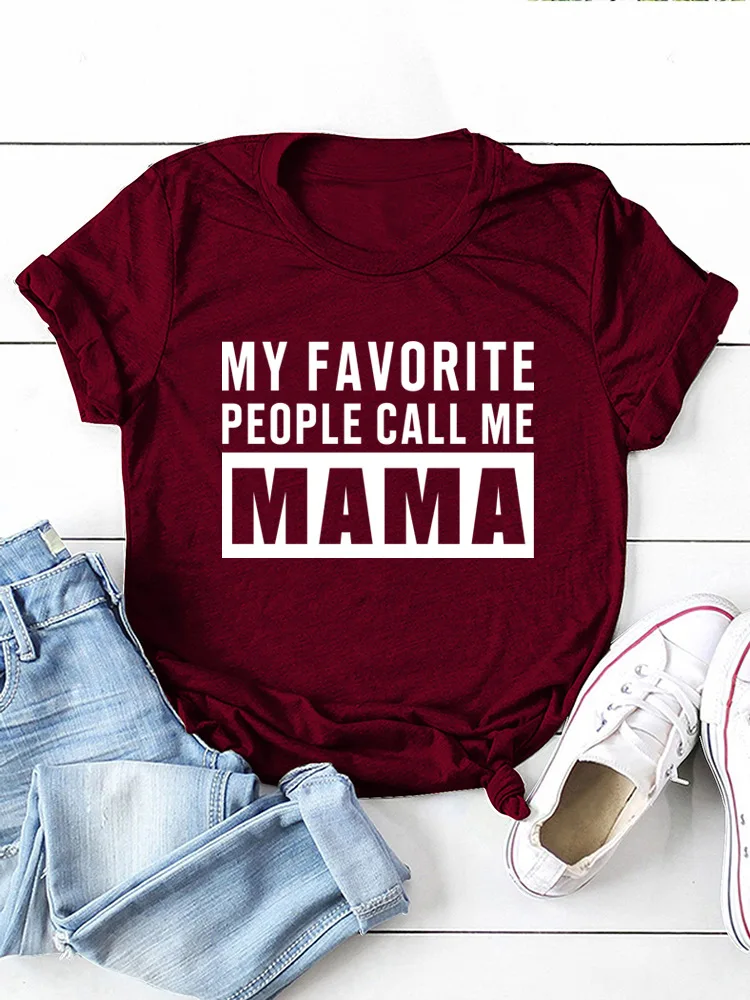 T-shirt manches courtes col rond femme, ample, avec mon message préféré "Call Me Mama"