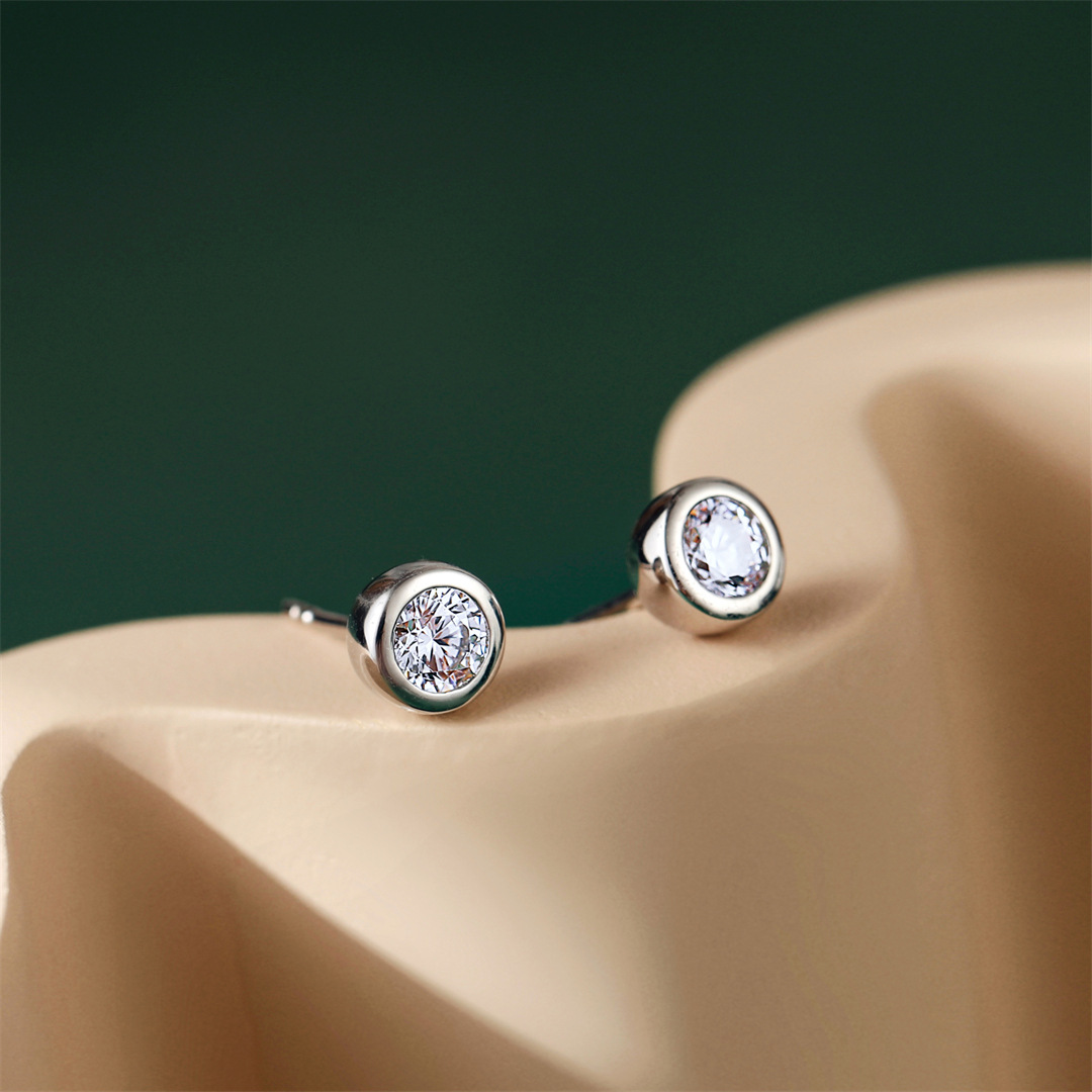 Buyee 925 en argent Sterling perle boucle d'oreille lumière Zircon Simple rond boucle d'oreille pour femme homme mode Punk Rock bijoux fins boucle d'oreille