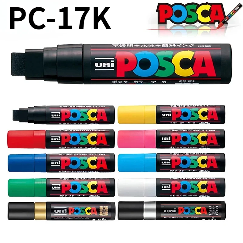 UNI POSCA PC-17K Маркер Ручка для рисования граффити Художественные маркеры POP Широкие наконечники Ручка для ткани 15 мм Товары для творчества Широкие маркеры для раскрашивания