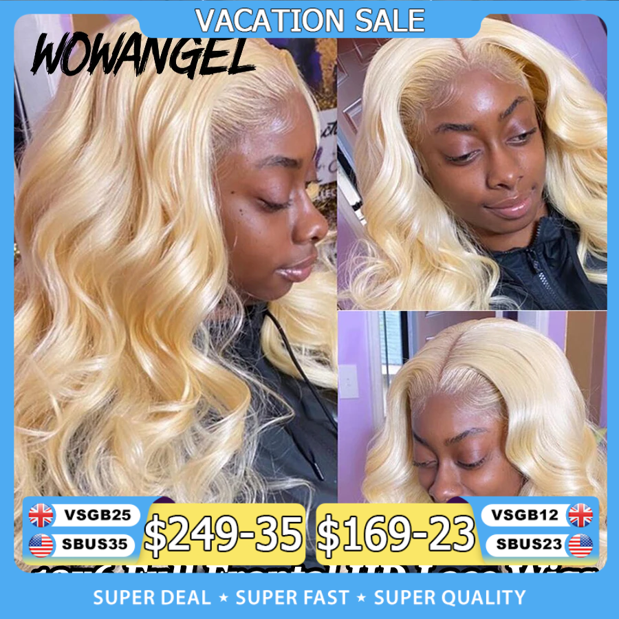 32 cal 250% 13x6 HD peruki typu Lace front stopić skórki naturalna skóra głowy 613 blond peruka Body Wave HD zamknięcie koronki ludzkich włosów peruki Glueless