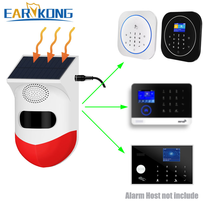 Sirena estroboscópica Solar inalámbrica, alarma de movimiento exterior impermeable de 433MHz, solo para nuestro sistema de alarma antirrobo G50/T90 para el hogar, Wifi, GSM
