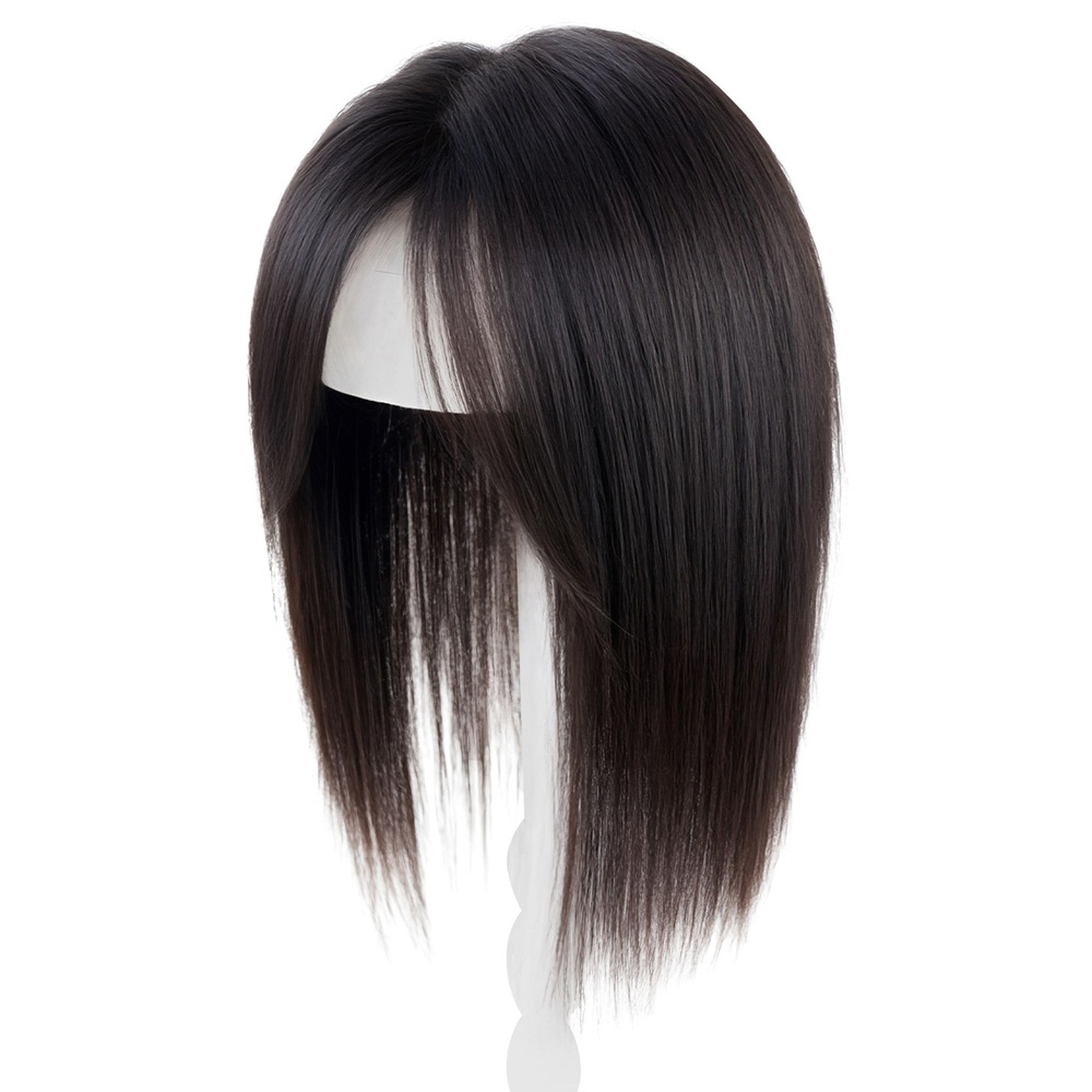Extensiones de Cabello Natural Transpirable de Seda de 9x13cm para Mujer, Cabello Humano Remy Real, Topper Hecho a Mano con Clips para un Aspecto Realista