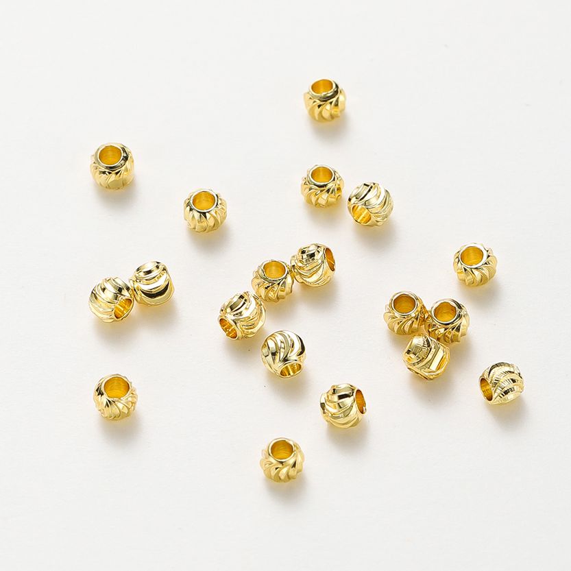 50pcs bijoux à bricoler soi-même accessoires 14K 18K plaqué or rayé perles de fleur coupées 2.5 3 4 5 6mm perles d'espacement en vrac matériel de perles à la main
