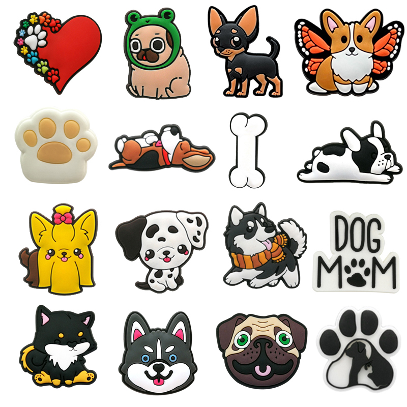 Breloques de chaussures de chien mignonnes pour Crocs, accessoires, sabots à bulles, diapositives de chaussures, décoration DIY, boucle, cadeaux de fête