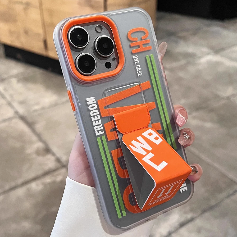 Matte antislip polsbandhouder telefoonhoesje voor iPhone 16 15 14 13 Pro Max Volledig schokbestendig opklapbaar hoesje harde bumper cover