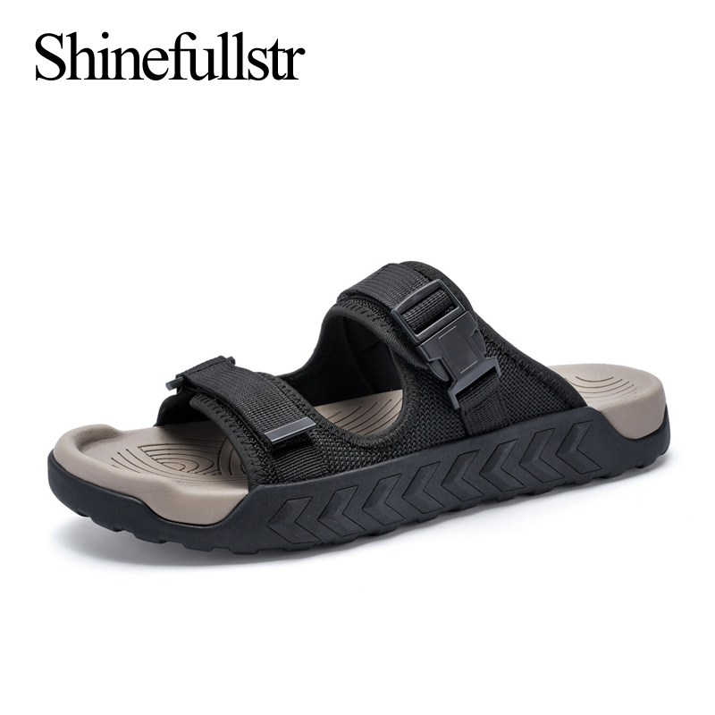 Zomer Mannen Verstelbare Outdoor Slippers Mannen Slides Anti Slip Slippers Zwart Kaki Groen Comfortabel Big Size 46 47