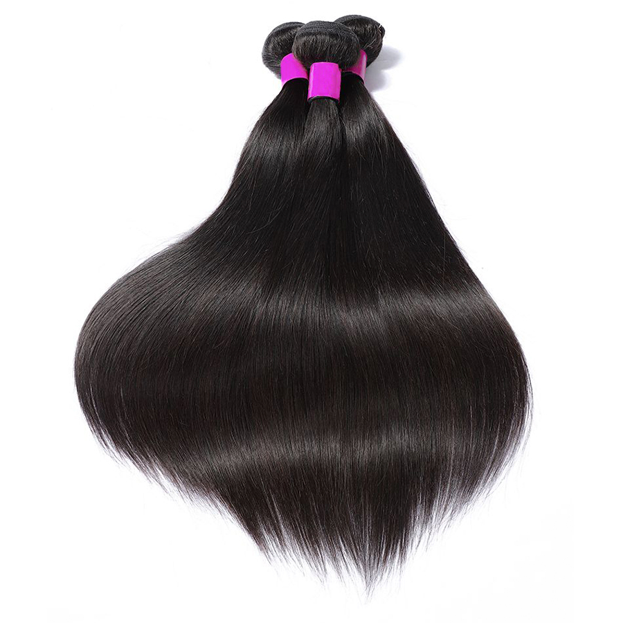 Cabelo Humano Brasileiro Liso Preto Natural, Extensões de Cabelo Remy, Pacotes de 1/3/4 Peças, 14-30 Polegadas, Pacotes de Cabelo para Entrelace