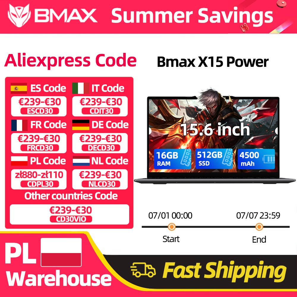 BMAX X15 Power 15,6 cala 16 GB RAM 512 GB SSD Intel Core i3-8109U CPU Windows 11 IPS Notebook 1920*1080 HDMI Wifi USB PC laptop