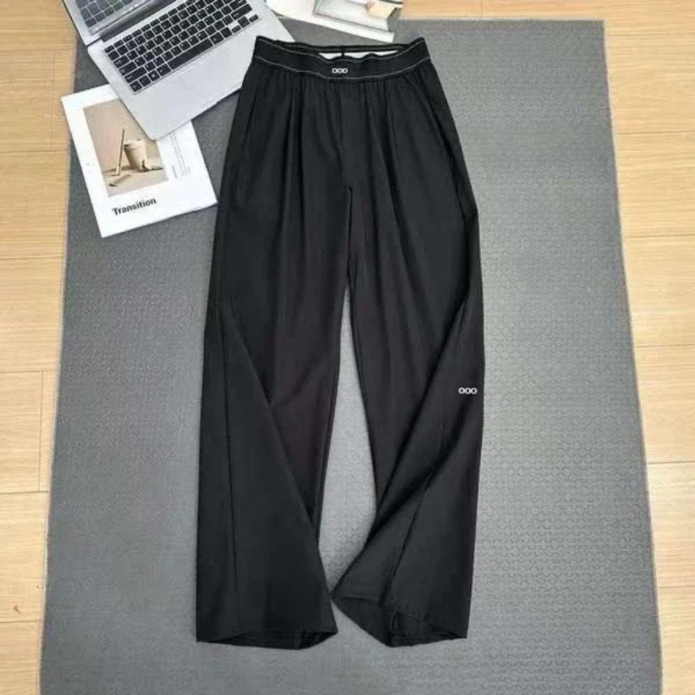 2026 Lässige Damenhose für den Sommer mit Hoher Taille und Dünner Passform, Atmungsaktive Yoga-Hose mit Geradem Schnitt und Weitem Bein
