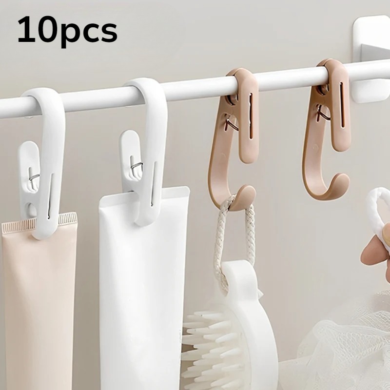 10 pçs clipe multifuncional gancho de armazenamento de cozinha clipe de cortina cosméticos pendurado clipe de plástico casaco gancho de armazenamento em casa gancho de parede