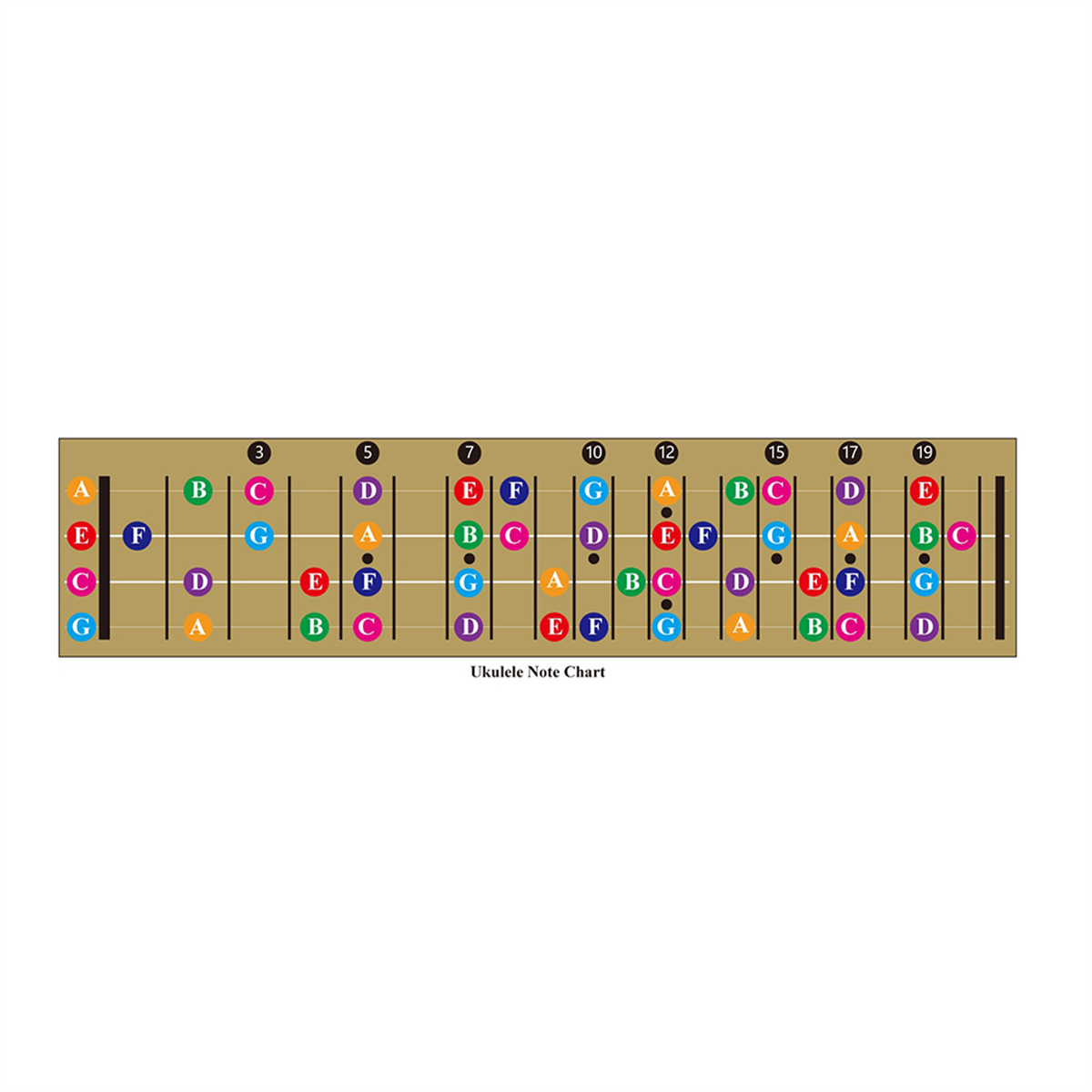 A71P Ukulele Guitar Fretboard Note Chart Learn to Play Guitar and Music , Suitable for All Levels