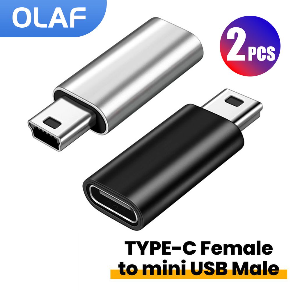 Type C to Mini USB Adapter Fast Charging Data Transfer USB C Female to Miniusb Male Converter For Cameras MP3 MP4 PSP GPS Radio