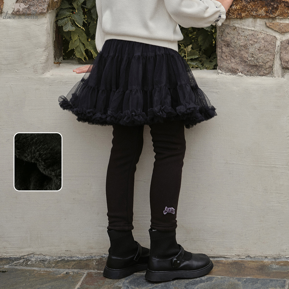 Calças Leggings Infantis de Inverno Dave Bella para Meninas, Calças de Veludo Quentes e Fofas com Forro de Lã Elástico para Atividades ao Ar Livre DK4254422