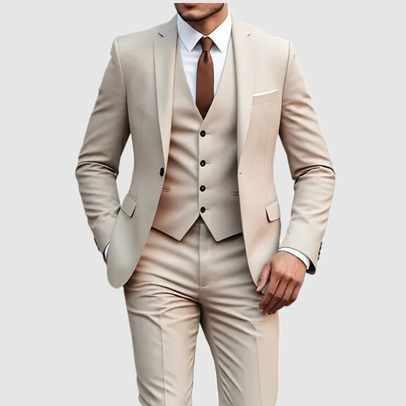 Nieuwe Beige Pak Mannen Zakelijke Smoking Formele 3/2/1 Stuk Jurk Single Breasted Bruidegom Stalknecht Prom Wedding Party