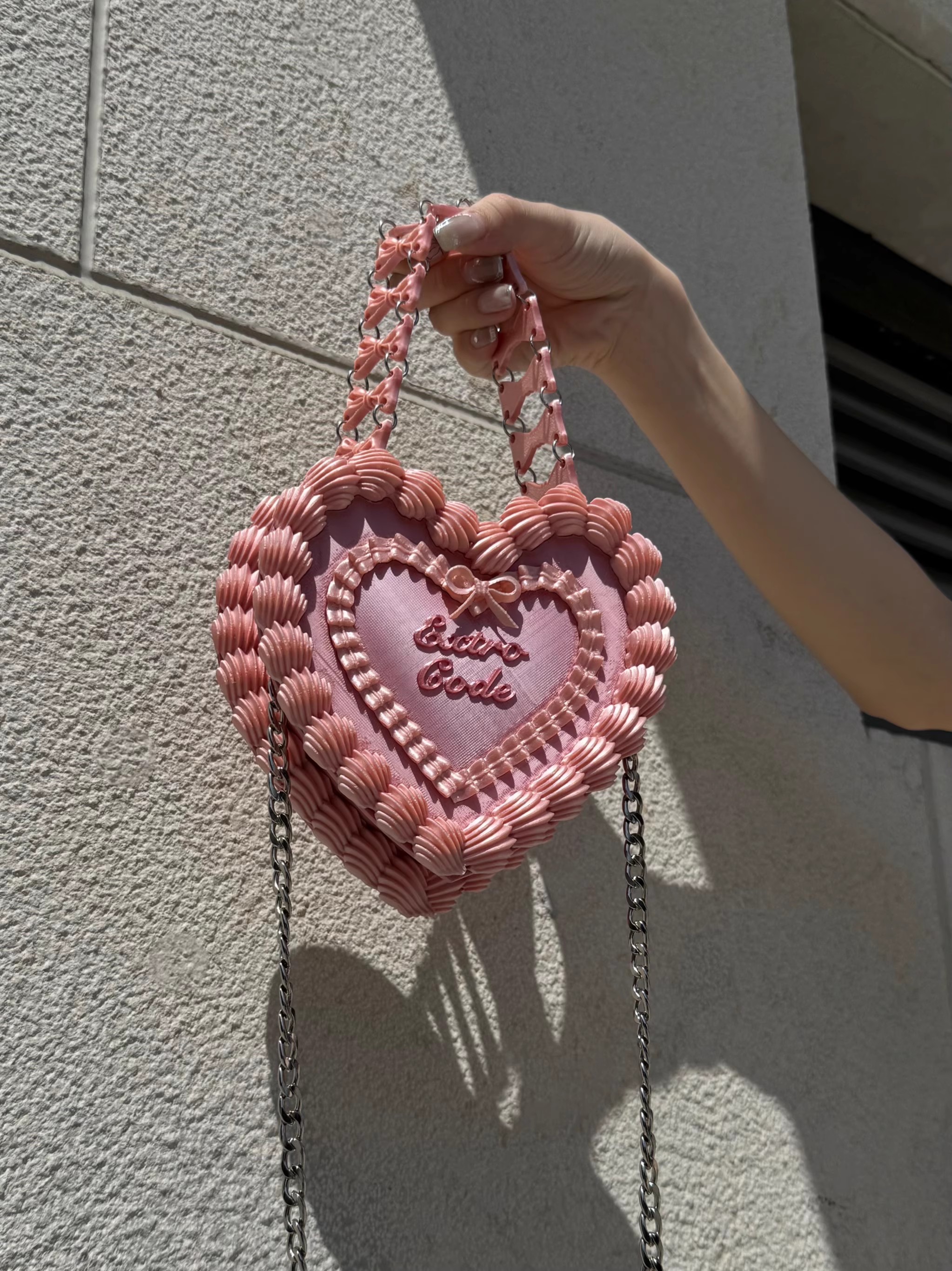 Women's 3D Printed Cake Shape Dinner Bag Original Design Love Heart Shape Party Handbag Niche High-end PLA Material Shoulder Bag