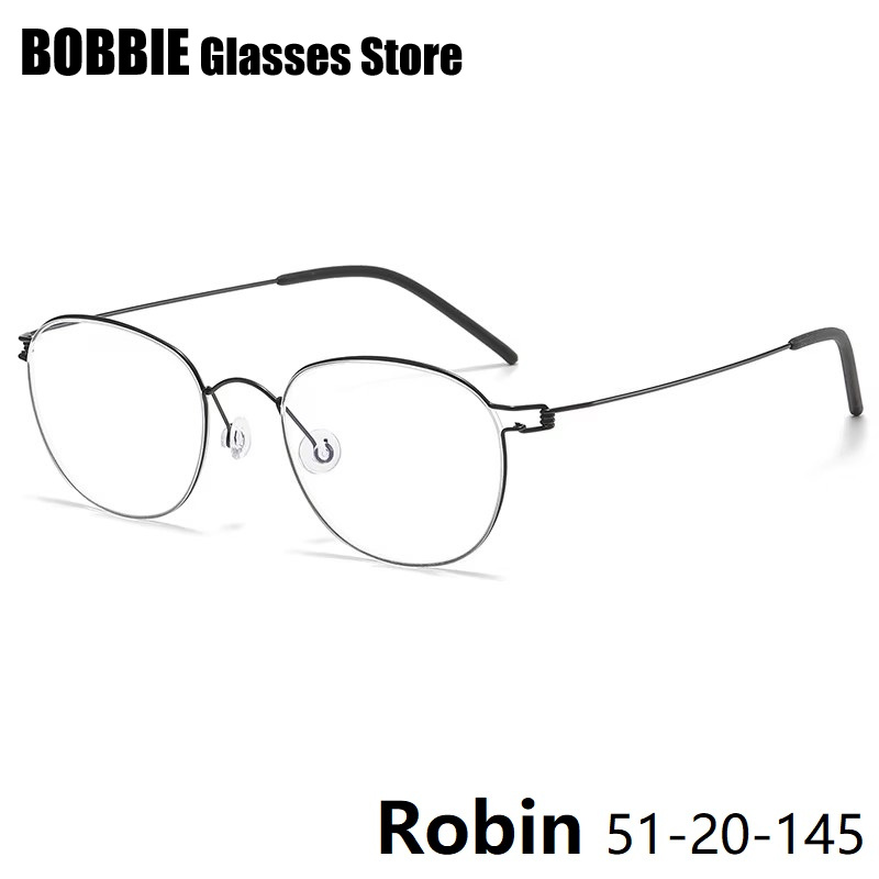 Air Titanium Vintage Oval Rim Kacamata Bingkai Kacamata Pria Kacamata Tepi Tipis Bingkai Kacamata Ultralight Gaya Denmark Tanpa Sekrup Robin