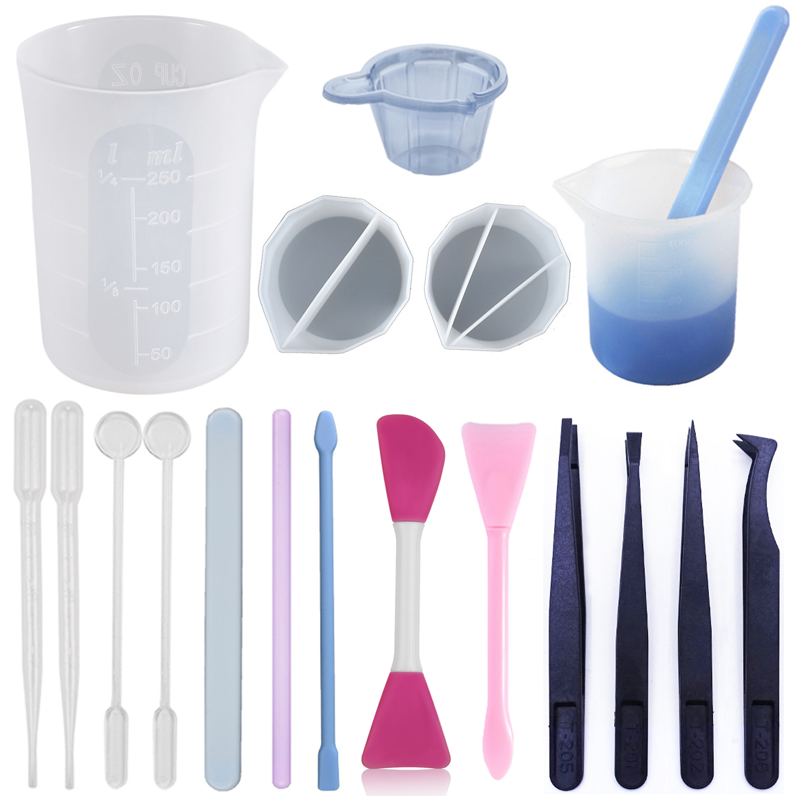 DIY Alat Resin Silikon Aduk Tongkat Epoksi Resin Sekali Pakai Cangkir Sendok Sarung Tangan Tang Pinset Membuat Perhiasan Alat Aksesori