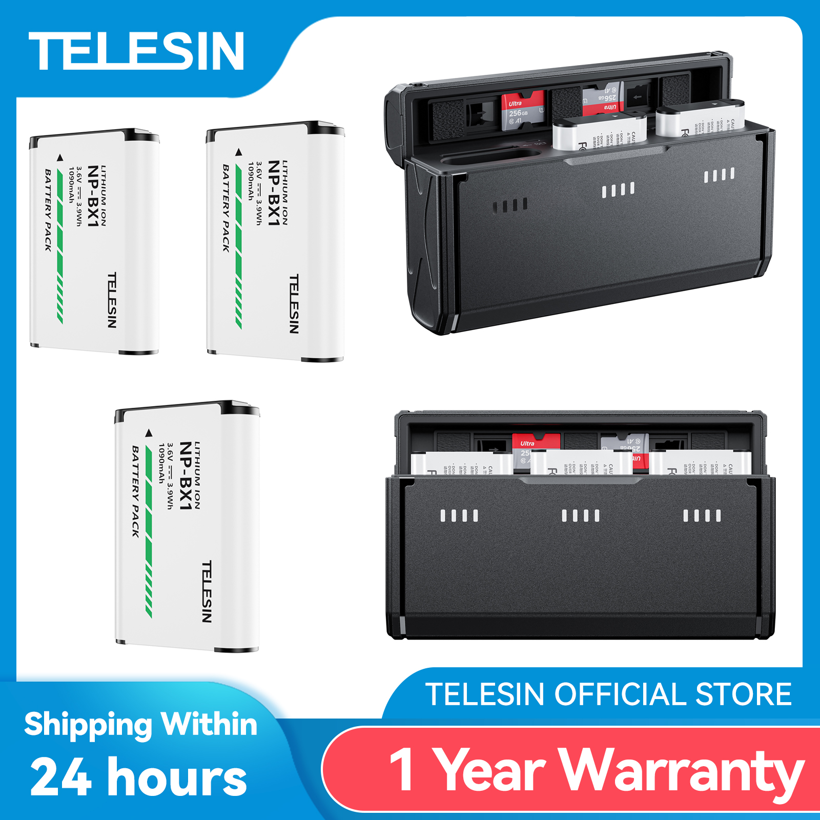 TELESIN для SONY NP-BX1 аккумулятор 3-полосное быстрое зарядное устройство для Sony FDR-X3000R ZV-1 RX100 M7 AS300 HX400 HX60 WX350 AS300V и другие