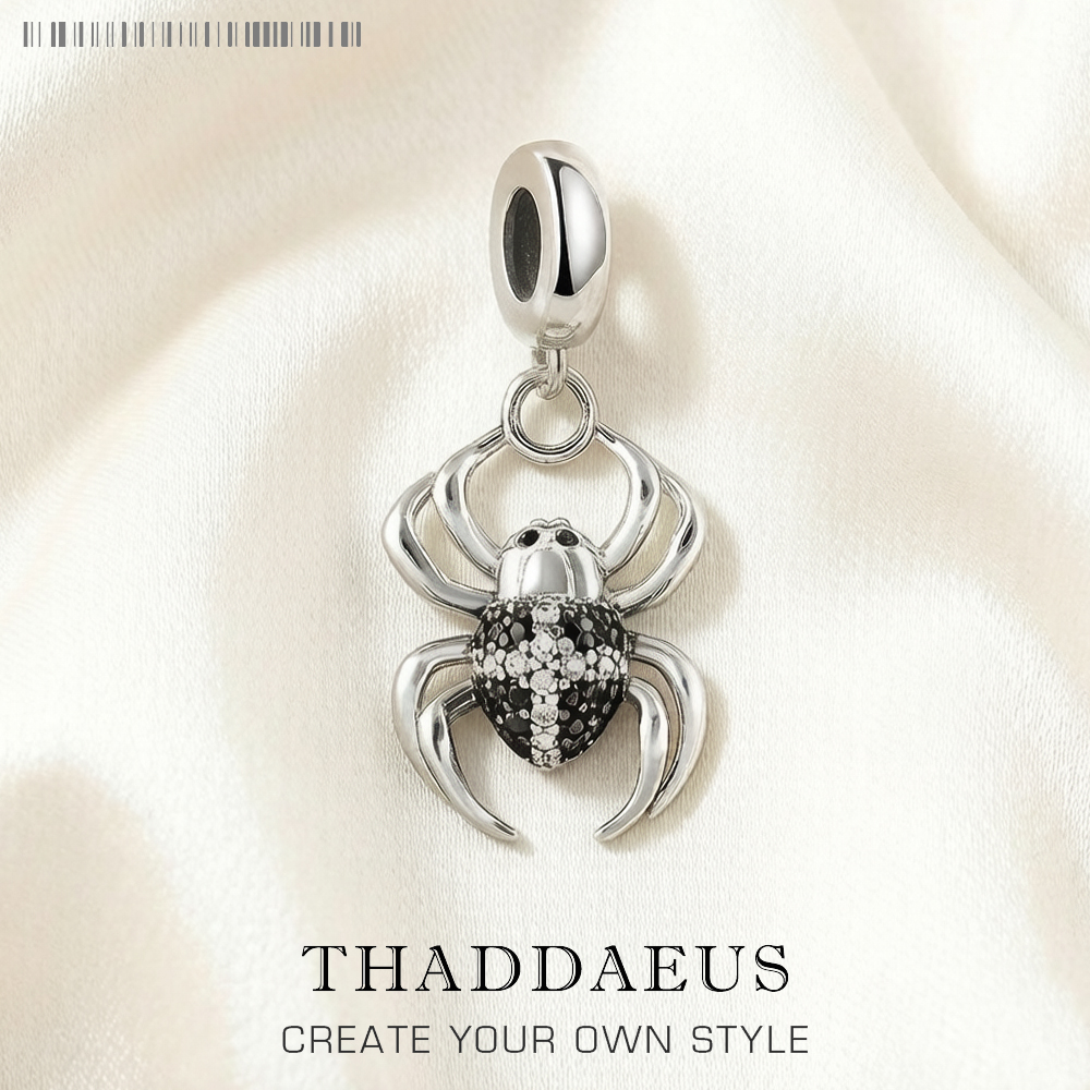 Spider Dangle Charm Pendant Nature High Quality 925 Sterling Silver Vintage Jewelry Gift For Women Men