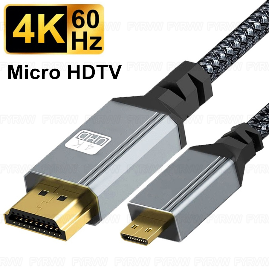 Cable Micro HDMI compatible con HDTV 4K para cámara GoPro Hero Raspberry Pi 4, Sony A6000, Nikon Yoga 3