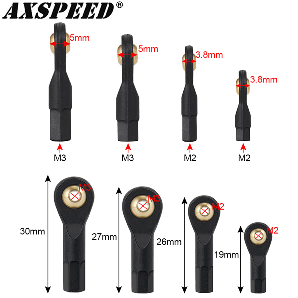 AXSPEED 10PCS M2 M3 พลาสติก Rod End Ball End Ball Joint 19/26/27/30 มม.สําหรับ RC เรือเครื่องบิน RC Crawler รถรถบรรทุก Buggy