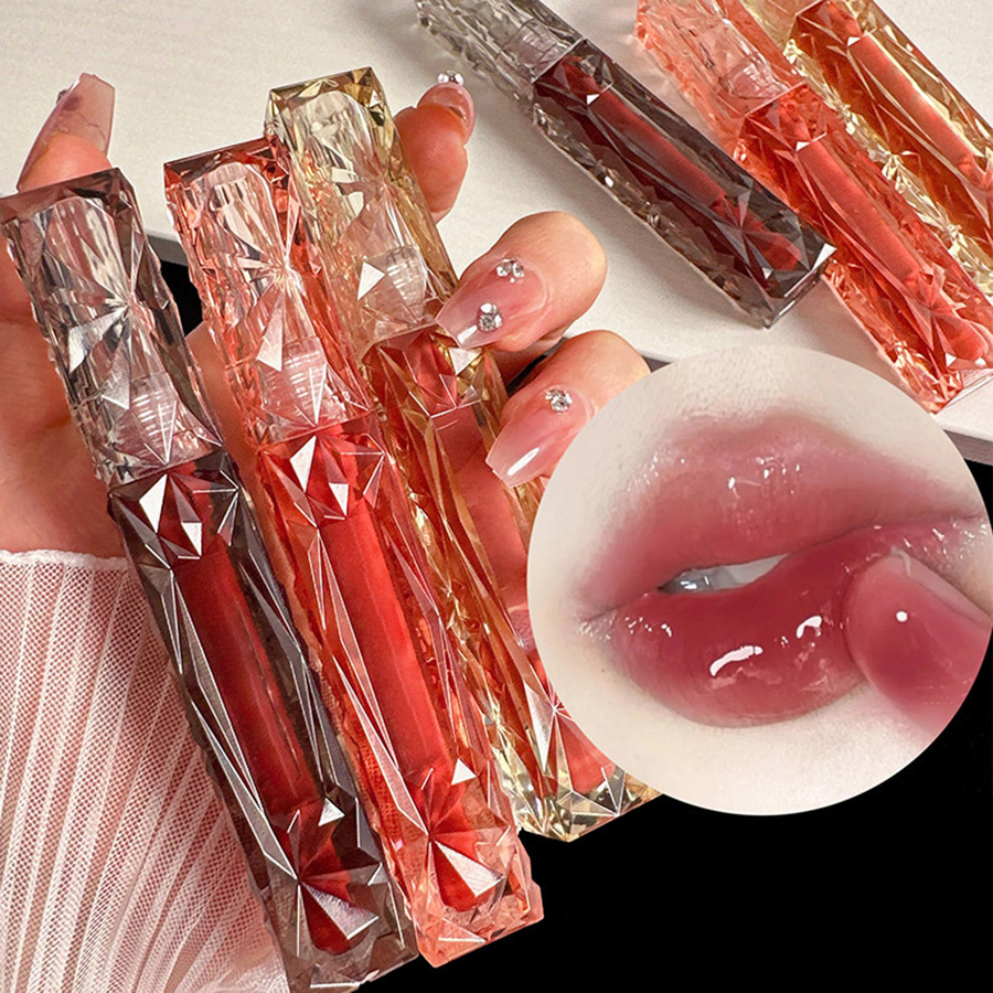Lipgloss Langdurig Hydraterend Gemakkelijk Halo-verven Waterdicht Spiegel Waterglas Lipgloss Transparante kleur Cosmetica